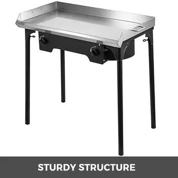 

Burner Stove Griddle Flat Top 32"x17" 2 Burner Propane Gas Grill Griddle Stainless Steel with 4 Griddle Spatula and Scraper