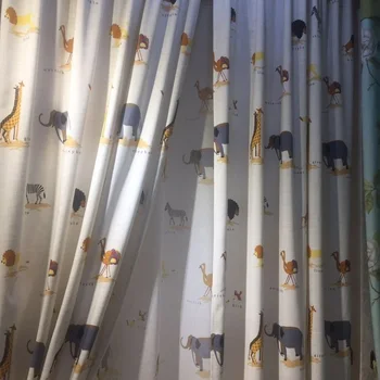 

American Country Style Little Lion Zoo for Children's Room Cartoon Curtain Apartment Customized Finished Product