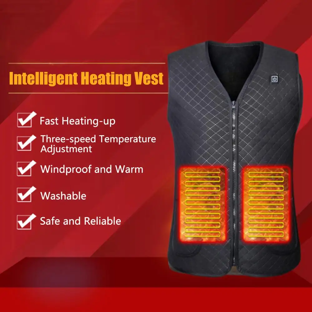 Heating Vest USB Charging Lightweight Winter Warm Waistcoat Electric Heated Coat Commuting Camping Ice Fishing Thermal | Спорт и