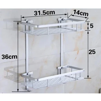 

Hanging Hook Storage Rack Bathroom Shower Bath Shampoos Holder Aluminium Shelf