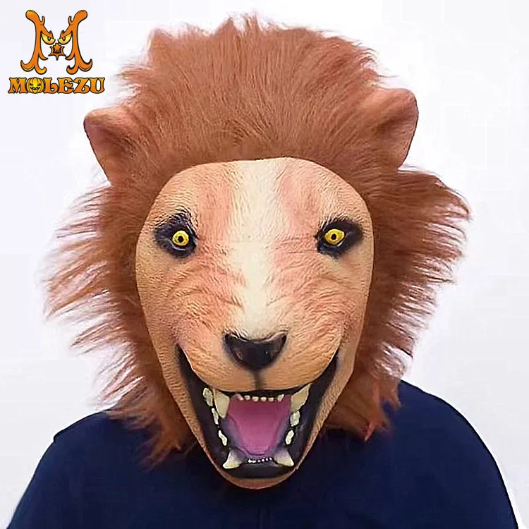 

Long-Haired Lion Mask Realistic Lion King Head Band Halloween Horror Party Masks Performance Animal Head Band