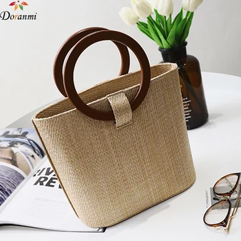 

DORANMI Round Top-handle Straw Handbag Women's Bags 2020 Beach Totes Bag Female Summer Shoulder Bag Knitted Handbags Bolso BG449