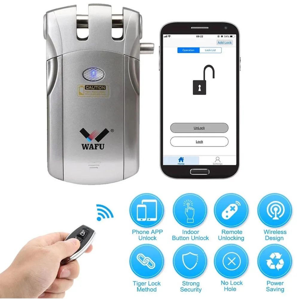 Bluetooth беспроводной пульт дистанционного управления, Электрический дверной замок, невидимый замок без ключа, дверной замок с 4 пультами дистанционного управления
