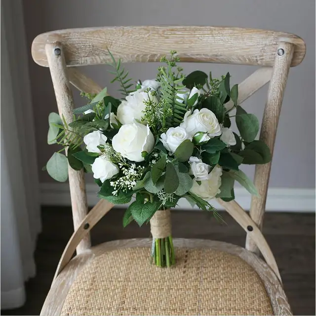 markt Ongeldig Literatuur Janevini Vintage White Green Bridal Silk Bouquet Bloemen Bruiloft  Aftificial Wedding Flowers Boho Bridesmaid Flower Bouquet 2019 - Wedding  Bouquet - AliExpress