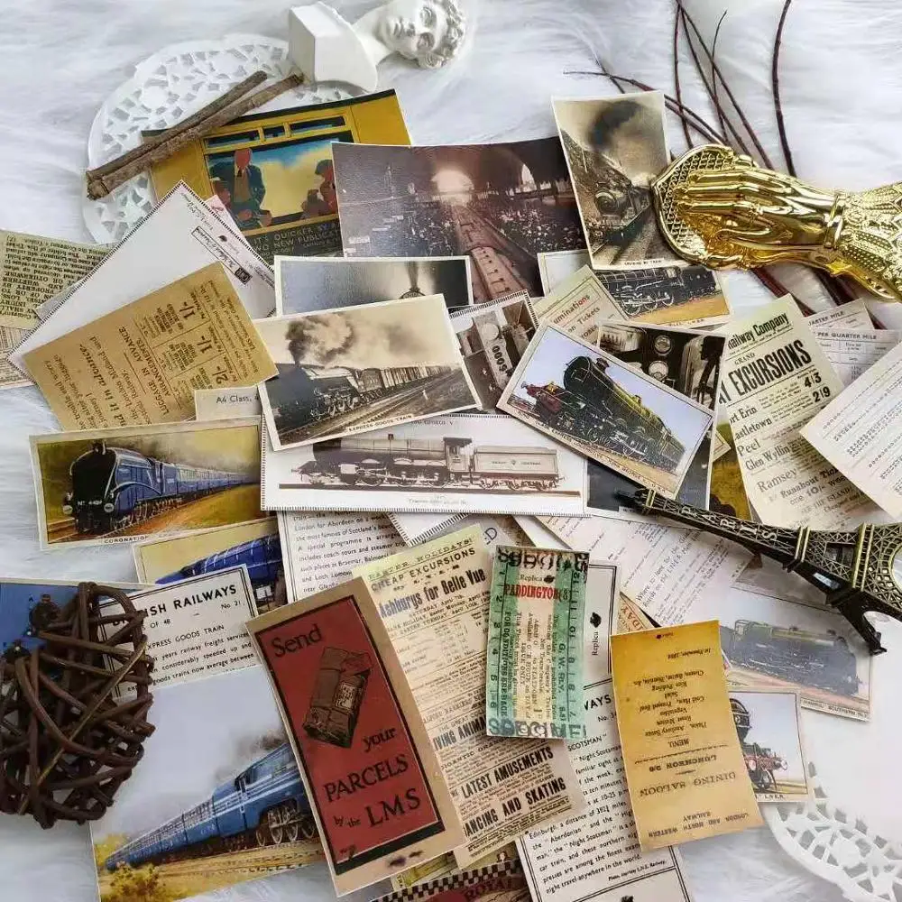 

Retro Green Leather Train Ticket Series Decoration Stationery Sticker Diy Ablum Diary Scrapbooking Label Stickers Stationery