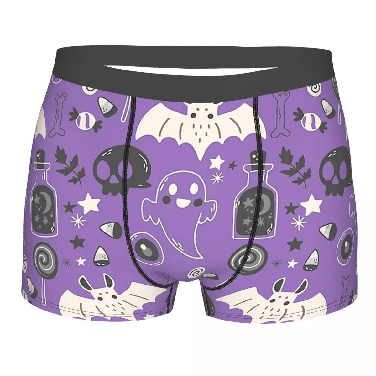 

Men's Panties Halloween Candy And Creatures Pattern Men Boxer Underwear Cotton for Male Bones skull Large Size Lot Soft