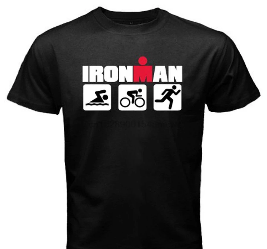 Ironman Триатлон пловец Байкер бегун Sportsy Symbol Мужская черная футболка Размеры S до 3xl