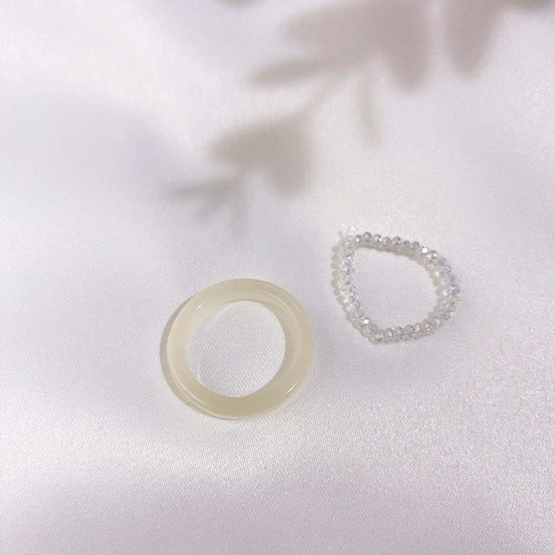 Simple Colorful Transparent Resin Acrylic Rings Set Candy Color Beads Chic Spring Rings for Women Picnic Party Jewelry Gifts