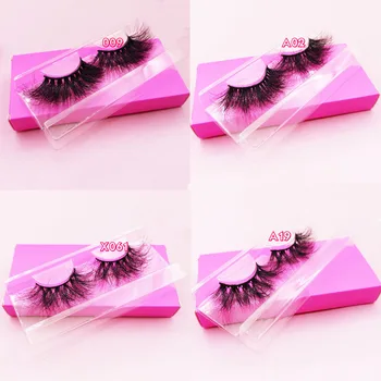 

25 mm lashes mink eyelashes pestañas postizas fluffy messy thick lash custom logo pink rectangle box free dhl ups for wholesale
