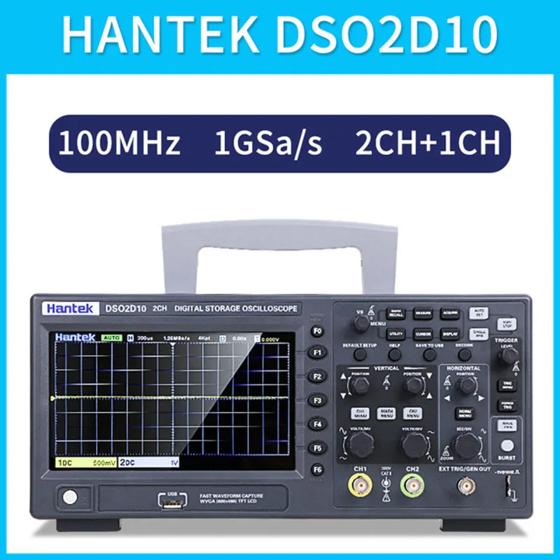 US $170.99 Hantek Digital Oscilloscope Dso2c10 2ch Digital Storage Осциллограф 100m1g Sampling Dso2d10 2ch 1ch With Signal Source