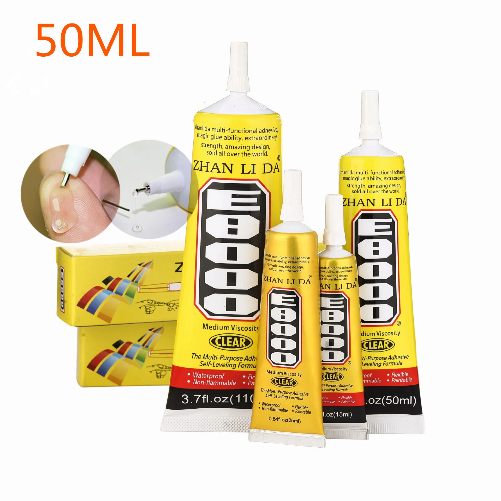 

50ml E8000 Liquid Glue Super Strong Multipurpose Adhesive Jewelry Crafts Crystal Rhinestone DIY Fix Phone Screen Glass Nail Gel