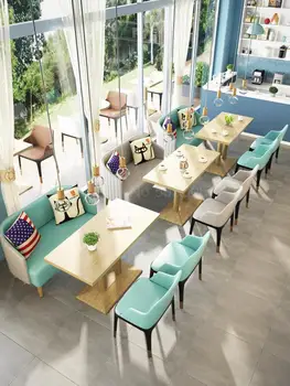 

Sales office negotiation table and chair combination Simple Nordic dining chair tea shop coffee shop tables and chairs