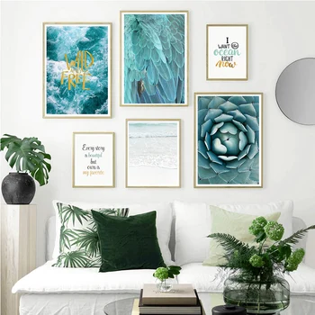 

Scandinavian Sea Flower Feather Canvas Wall Art Poster Nordic Style Landscape Print Painting Nature Decoration Pictures