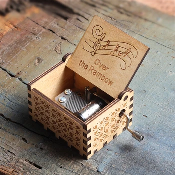 

Antique Wooden Hand Crank RainBow Music Box Queen Game Of Thrones Dragon Ball LOVE DAD MOM Music Box Christmas Party Gifts