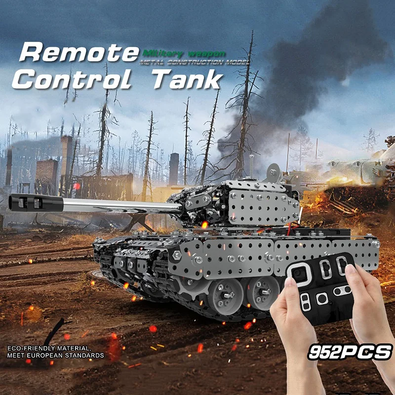 952 шт RC Собранный Танк DIY сборный набор из нержавеющей стали пульт дистанционного управления модель детский подарок игрушка встроенный 3,7 V 300MAh литиевая батарея