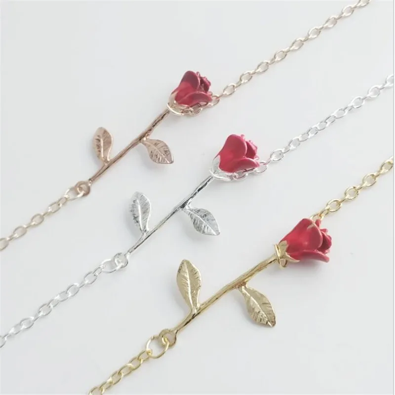 

Valentines Day Gift for Girlfriend Rose flower Bracelet/ Necklace Jewelry Accessories Wedding Souvenir Present Party Gift -S