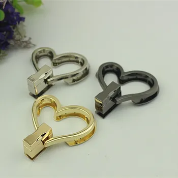 

10 pcs/lot New heart-shaped lock / Hardware lock Bag hardware accessories golden Metal twist lock Switch lock Mortise lock