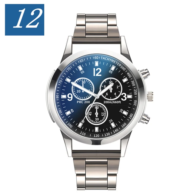 Men Watch 2021 Blu-ray Glass Stainless Steel Strap Luxury Wrist Watches Christmas gift 12