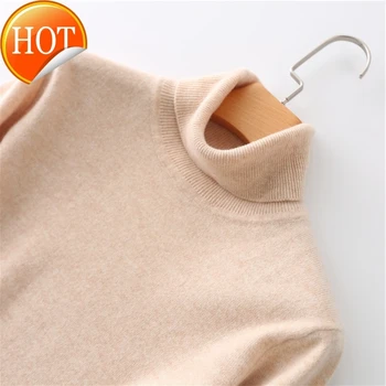 

Fall Winter New 100% Cashmere Turtleneck Sweater Soft Handle Warm Women Jumper Render Knit Pullover