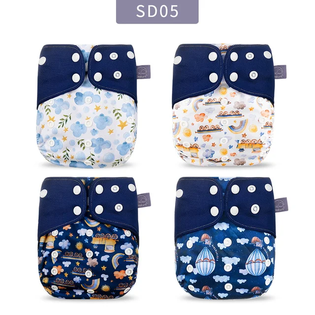 Elinfant Panties Baby Diapers Reusable Nappies 4 Pcs/Set New Fashion Style Mother Kids Waterproof  Pocket Diaper All In One Size SD05-only diaper