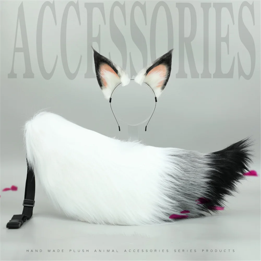 

Hand-made Cosplay Props Beast Ears Headdress Beast Tail Anime Accessories Walnut Fox Ears Headband Sexy Foxtail Suit New