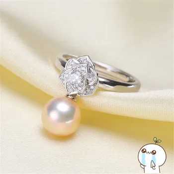 

Ring Mount Pearl Accessories Adjustable Size 925 Sterling Silver Ring Jewelry DIY No Pearl 2019J138