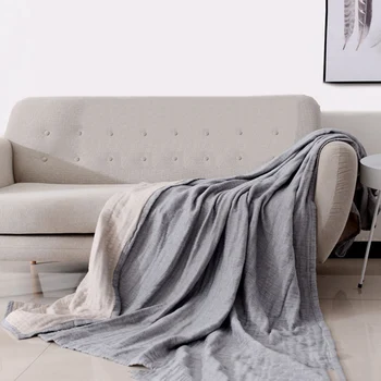 

Japanese style simple 4 layer thick cotton blanket air conditioner soft towel spring and summer Two-color Thread blanket