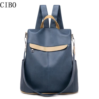 

2019 Retro Women Leather Backpack Casual College School Backbag Student Laptop Girls Back Pack Travel Backpack Anti Theft Bag