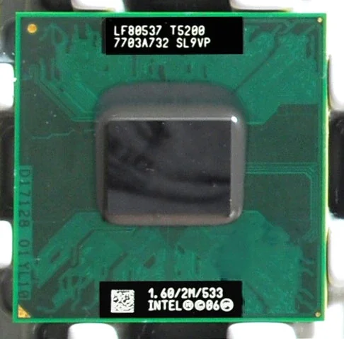 Intel Core Duo T5200 cpu(2 м кэш, 1,6 ГГц, 533 МГц FSB), двухъядерный ноутбук