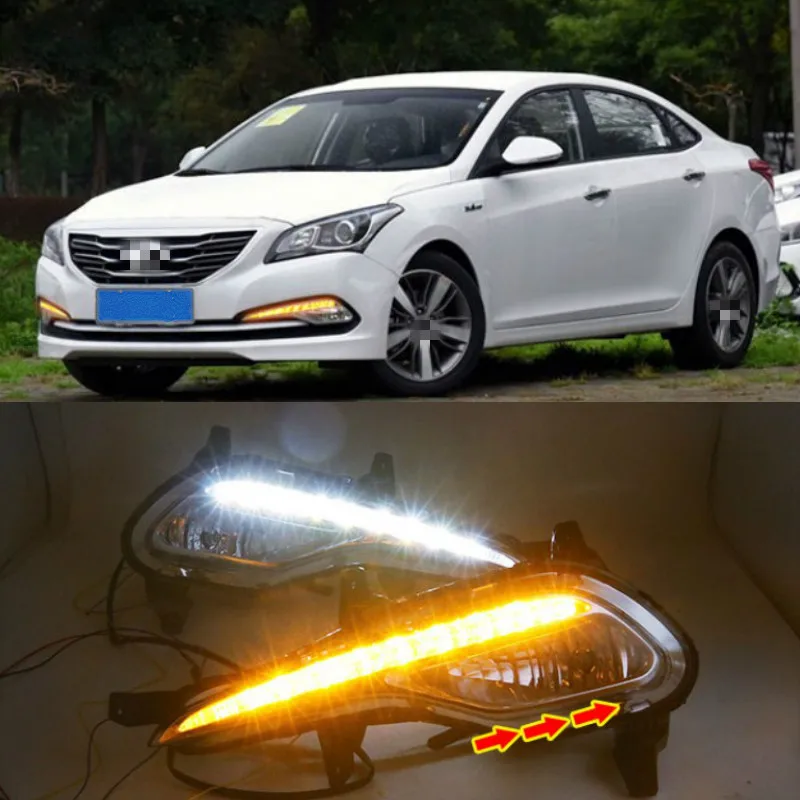 

1 пара для Hyundai MISTRA 2014-2016 Светодиодный дневной ходовой светильник лампа для поворотного сигнала DRL Дневной светильник передний бампер противотуманный светильник