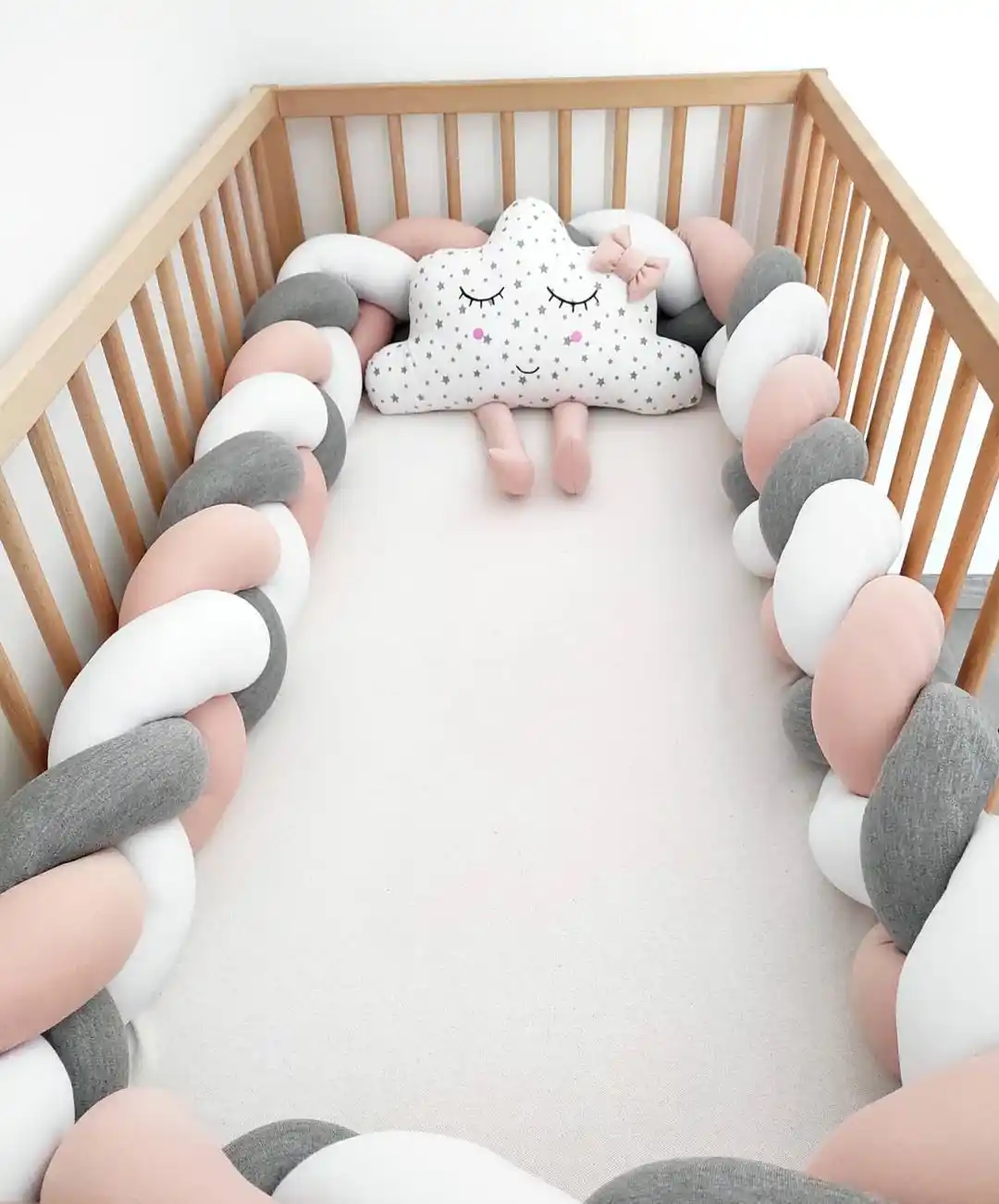 1m 2m 3m Baby Crib Protector Knot Baby Bed Bumper Weaving Plush Infant Crib Cushion For Newborns Nursery Bed Bumper Room Decor Bumpers Aliexpress
