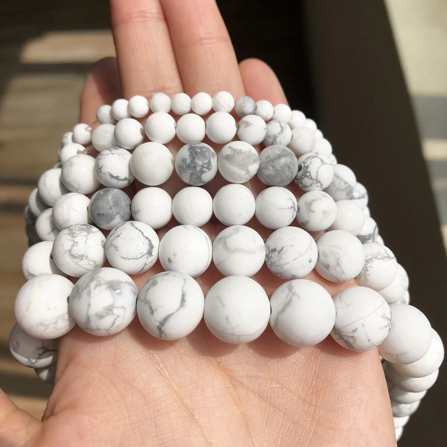4-12mm Matte White Howlite Turquoises Round Loose Beads Natural Minerals Spacer Beads For Jewelry Making Needlework DIY Bracelet
