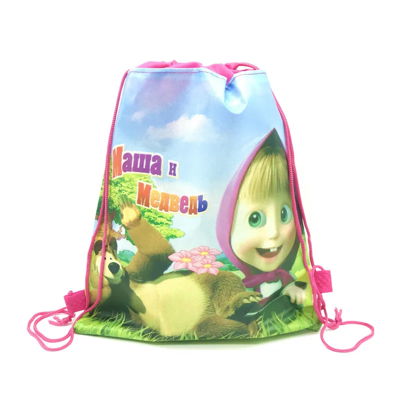 Masha And Bear-2 8/16/24/50 шт в наборе, с героями мультфильма «Маша и Медведь» с Кулиской Сумка для девочек Дорожная сумка для хранения посылка школьные рюкзаки для детей, День рождения свадебные сувениры - Цвет: Masha And Bear-2