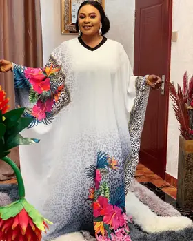 

New style African women's Dashiki abaya fashion print design loose long dress free size