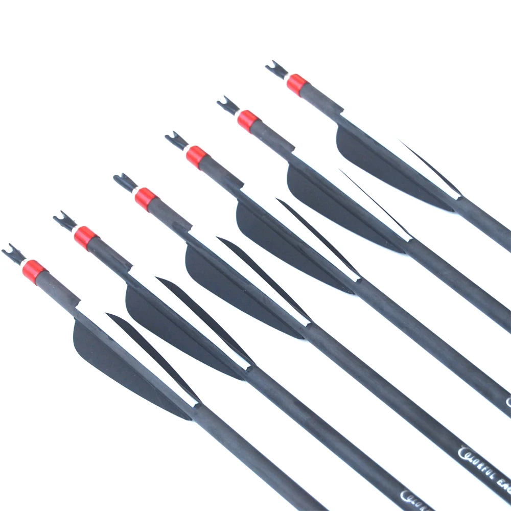 Pure Carbon Arrows Archery Replaceable Arrowhead ID 6.2 Spine 300 400 Recurve Compound Bow Hunting Shooting 6