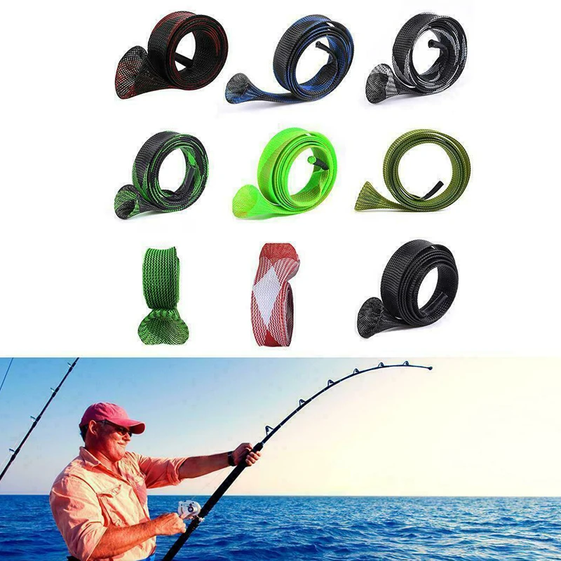 15pcs Length 170CM Fishing Rod Sock Covers Braided Mesh Spinning Rod