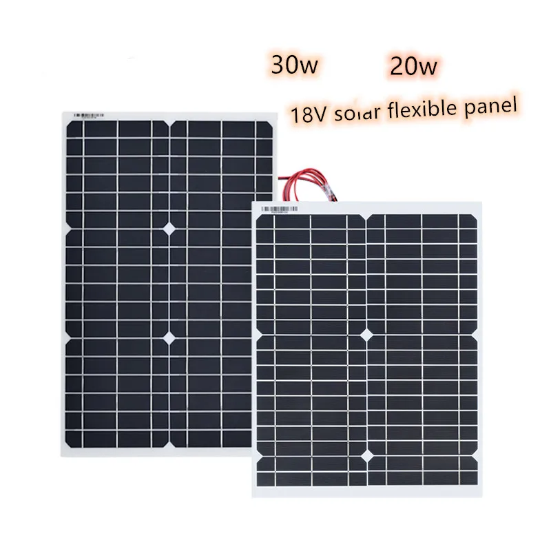 

30W 20w 18V Flexible Solar Panel Panels Solar Cells Cell Module DC for Car Yacht Led Light RV 12v Battery Boat Outdoor Charger