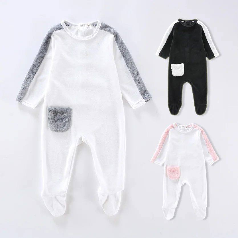 Baby Autumn winter romper long sleeve footed overalls girl boy clothes Unisex pocket onesies pyjamas newborn baby jumpsuit