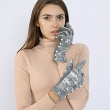Зимние женские перчатки толщина сенсорный экран женские перчатки утолщаются теплые полный палец мягкие кашемировые перчатки Дамы Guantes