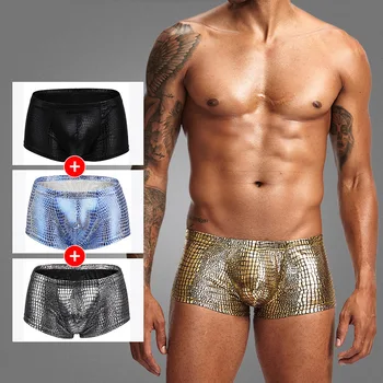 

Sexy Mens Snake Skin Polyester Serpentine U-shaped briefs mens underwear sexy male panties New Arrival ropa interior hombre