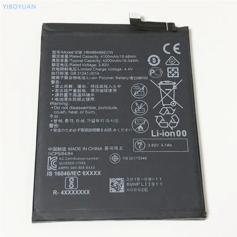 3,82 V 4200 мА/ч, HB486486ECW для huawei Коврики 20 Pro(UD)/LYA-L09 LYA-L0C LYA-L29 LYA-AL00 LYA-AL10 Батарея