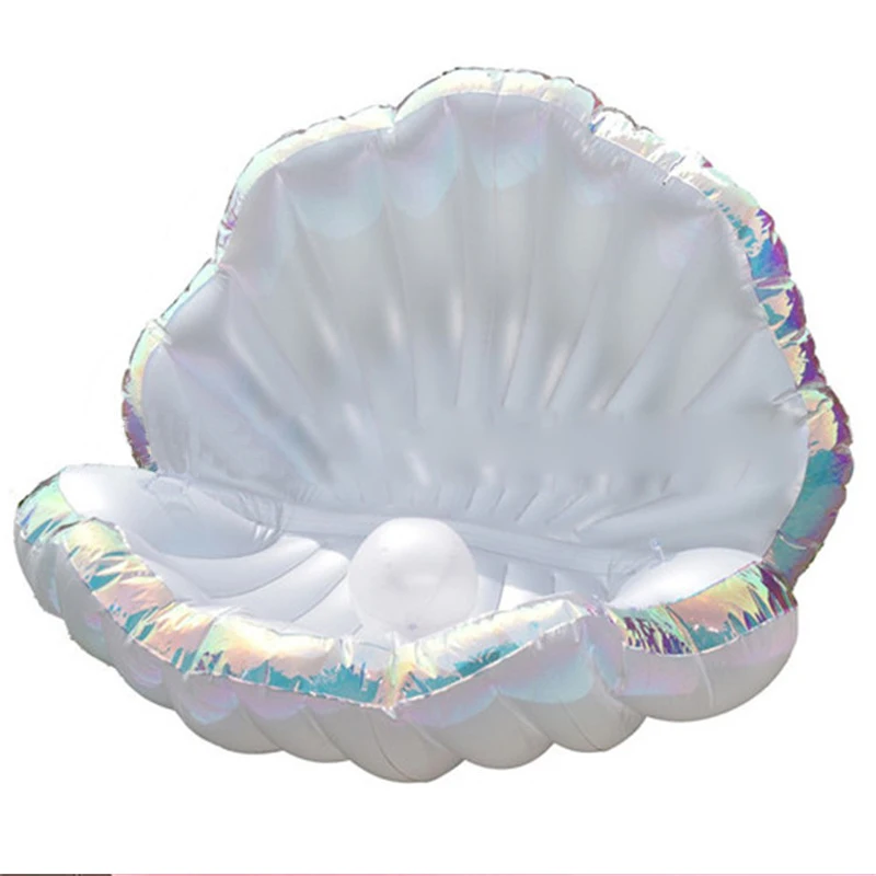 

inflatable shell air mattresses swimmming pool float for adults floating Island Water Air white scallop row raft swim ring beach