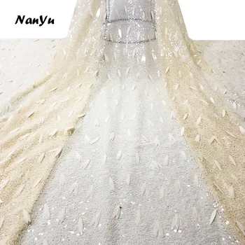

NanYu White Color Mesh Sequin Embroidery Garment Fabric For Wedding Party Dress