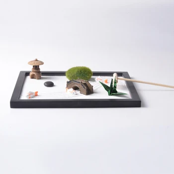 

Zen Garden Set-Sand, Bridge, Chair, Paper Crane, Sand Tray Micro Landscape