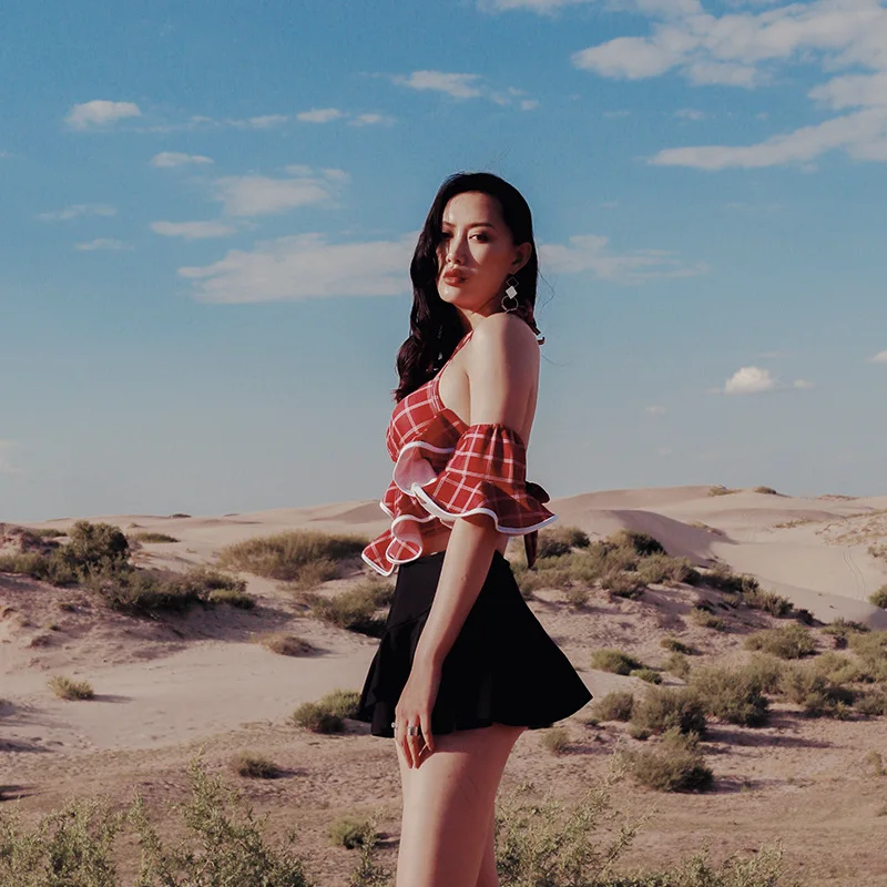 

New Style Bathing Suit Women's Skirt Bikini Three-piece Set Sexy Backless Slimming Size Chest Push up Hot Springs Swimwear