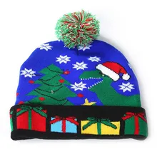 Рождественская шапка с буквенным принтом для девочек и родителей и детей, Яркий Рождественский светодиодный светильник, вязаная шапка, Шапка-бини, шапка с помпоном, капелуш#0