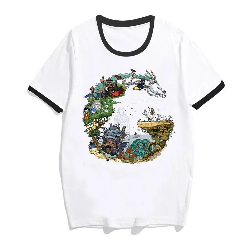 q Totoro Spirit Out Футболка Женская Студия Ghibli femme японский аниме мультфильм футболка Miyazaki Hayao одежда женская kawaii - Цвет: q