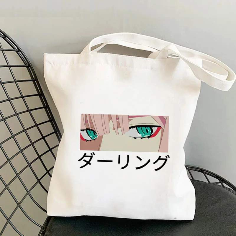 

Darling In The Franxx Anime Harajuku Zero TWO Beautiful Girls Women Bags Large Capacity Harajuku Cartoon Shopping Bag Canvas Bag
