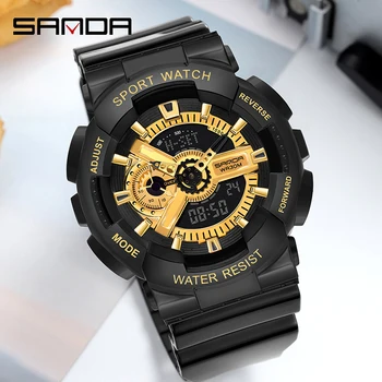

New Military Watch Men G Style Wateproof Shock Sport Mens Watches SANDA Brand Luxury LED Digital-watch Casual Army Wristwatches