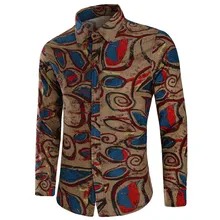 Страусиная Новая модная мужская рубашка в этническом стиле с принтом граффити, Повседневная рубашка с длинными рукавами и отворотом, удобные мужские рубашки, обычная посадка